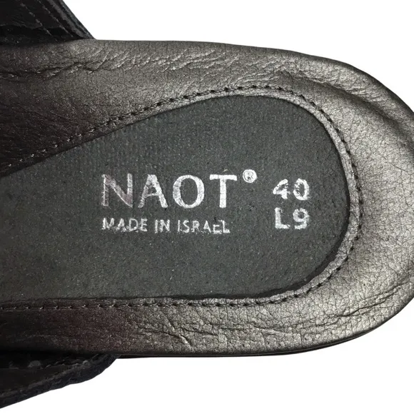 Naot Treasure Two Strap Wedge Slip On Sandals Silver