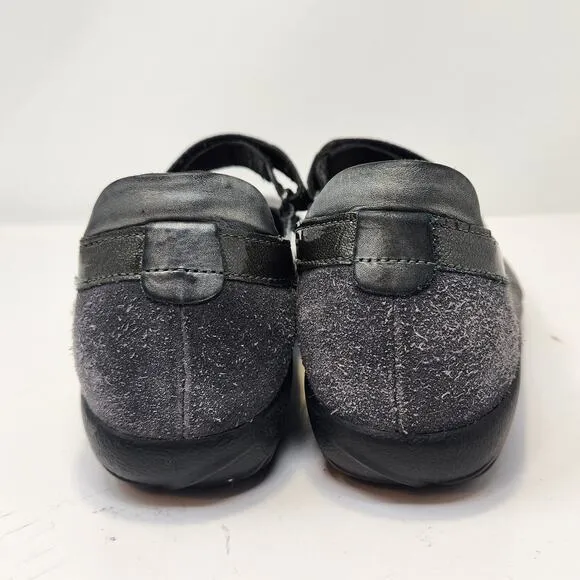 Naot Women Kirei Gray Metallic Leather Mary Jane Flats Size 40 US 9 Comfort Shoe