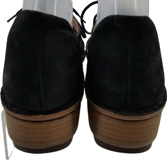 Naot Womens 42 Yarrow Black Leather Lace-up Wedge Sandals
