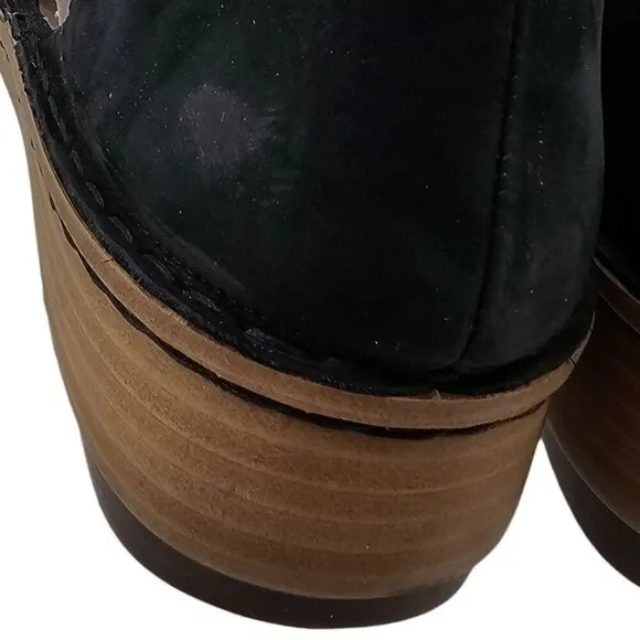 Naot Womens 42 Yarrow Black Leather Lace-up Wedge Sandals