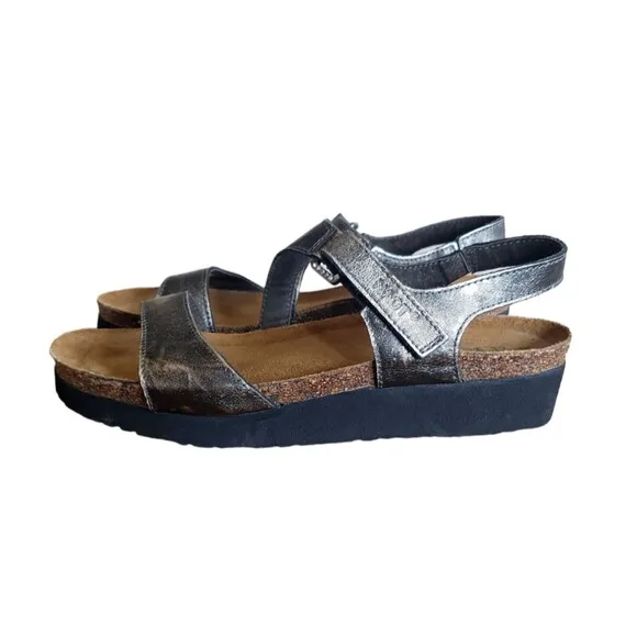 Naot Women's Size 8 EU 39 Wedge Sling Strap Sandals Bronze Gray