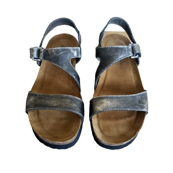 Naot Women's Size 8 EU 39 Wedge Sling Strap Sandals Bronze Gray