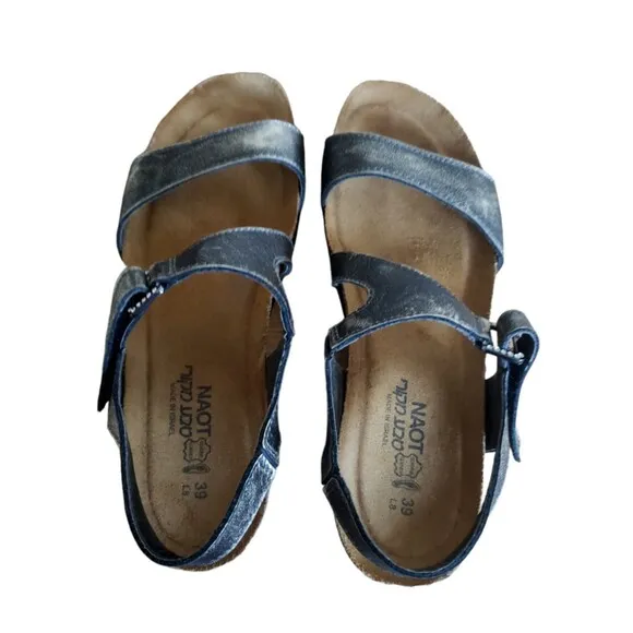 Naot Women's Size 8 EU 39 Wedge Sling Strap Sandals Bronze Gray