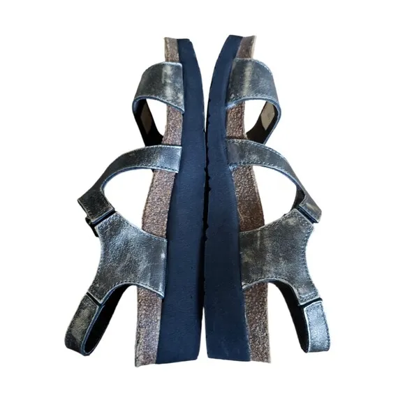 Naot Women's Size 8 EU 39 Wedge Sling Strap Sandals Bronze Gray