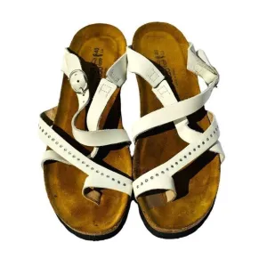 Naot Womens Sandals Cork Footbed Criss Cross Strap Buckle White Size 40