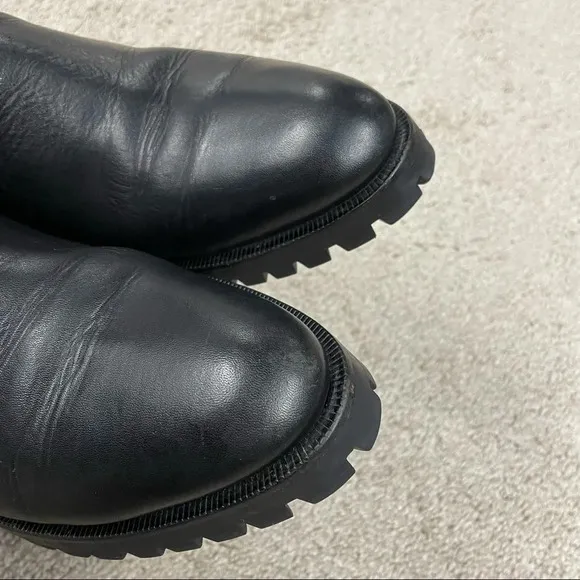 NAPOLEONI Black Leather Combat Moto Boots with buckles Made in Italy EU 39