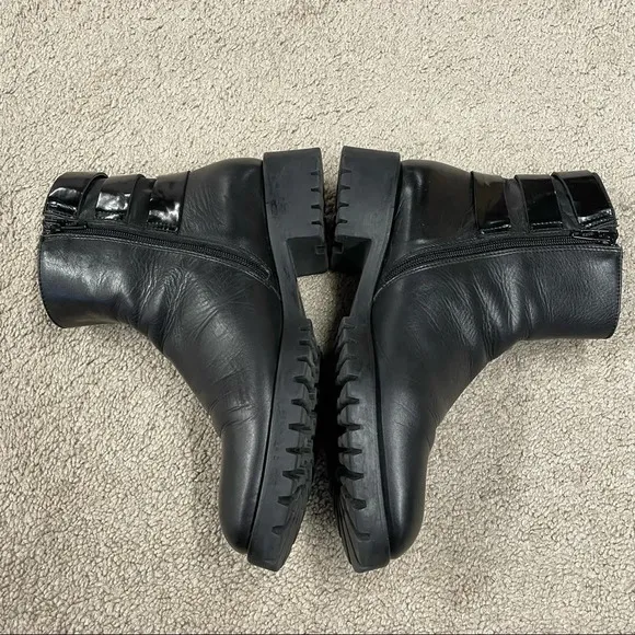 NAPOLEONI Black Leather Combat Moto Boots with buckles Made in Italy EU 39