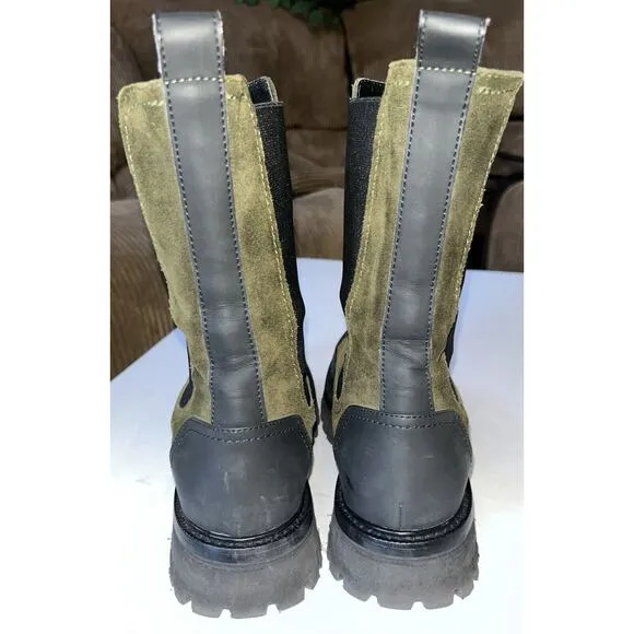 Napoleoni Italy Green Suede Chelsea Lug Woman’s Boots Sz 9 US‎