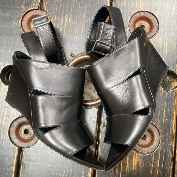 Narciso Rodriguez Wedge Wrap Ankle Strap Sandals