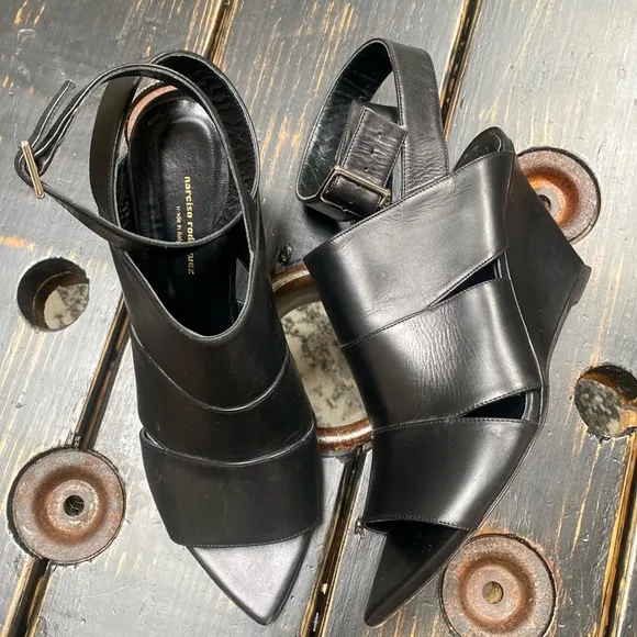 Narciso Rodriguez Wedge Wrap Ankle Strap Sandals