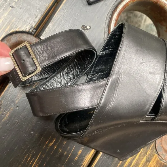Narciso Rodriguez Wedge Wrap Ankle Strap Sandals
