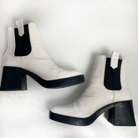 Nasty Gal Faux Leather High Platform Chelsea Boots Size 10