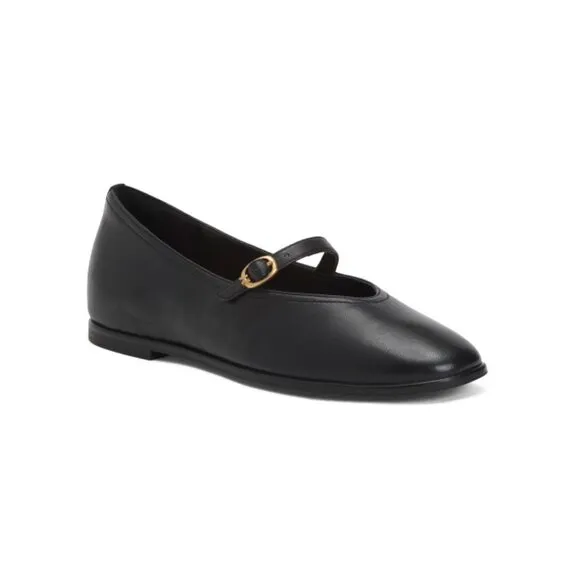 NATURALIZER PREMIUM Black Leather Wide Width Comfort Elina Dress Flats
