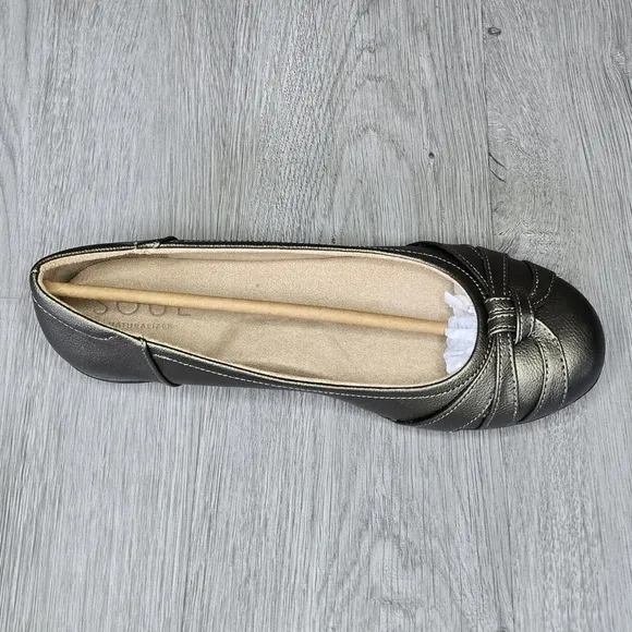 Naturalizer Soul Gift Comfort Flats Gray Nickel Slip-On Size 10 NIB Padded Sole