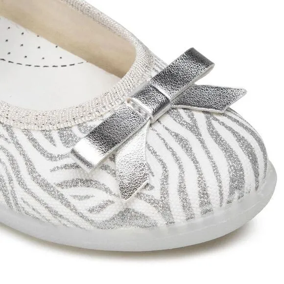 NATURINO CLARIES Zebra-print fabric ballet flats, White