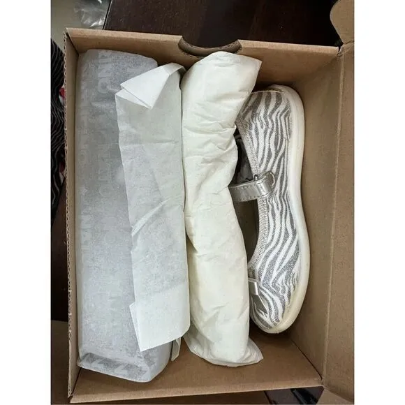 NATURINO CLARIES Zebra-print fabric ballet flats, White