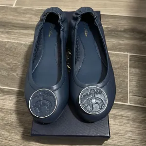 Navy Brooks brothers leather flats