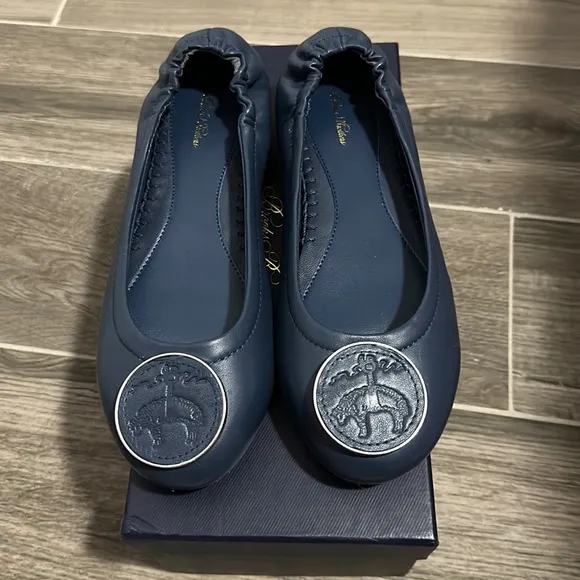Navy Brooks brothers leather flats