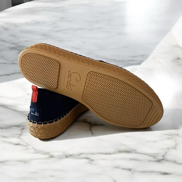 Navy Slip-On Espadrille Beach Open Toe Flats