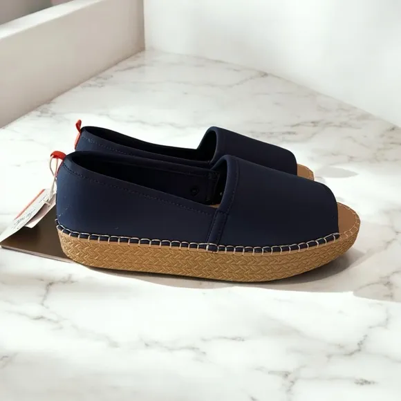 Navy Slip-On Espadrille Beach Open Toe Flats