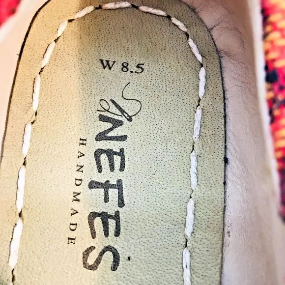 Nefes Handmade Barefoot Flat Women's 8.5 Köşker Yemeni Multicolor Woven Rug Shoe