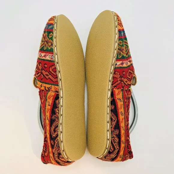 Nefes Handmade Barefoot Flat Women's 8.5 Köşker Yemeni Multicolor Woven Rug Shoe