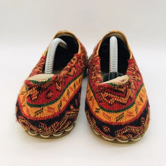 Nefes Handmade Barefoot Flat Women's 8.5 Köşker Yemeni Multicolor Woven Rug Shoe