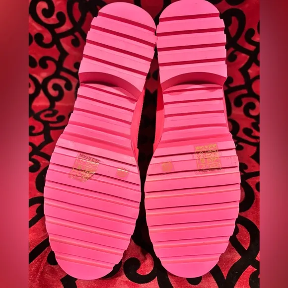 Neon Pink Patent Combat Boots