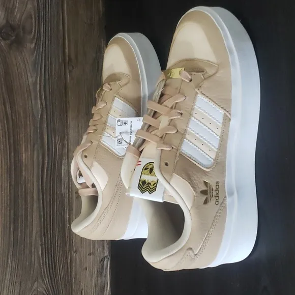 New Adidas Forum Bonega Beige Tan White Platform Sneakers
