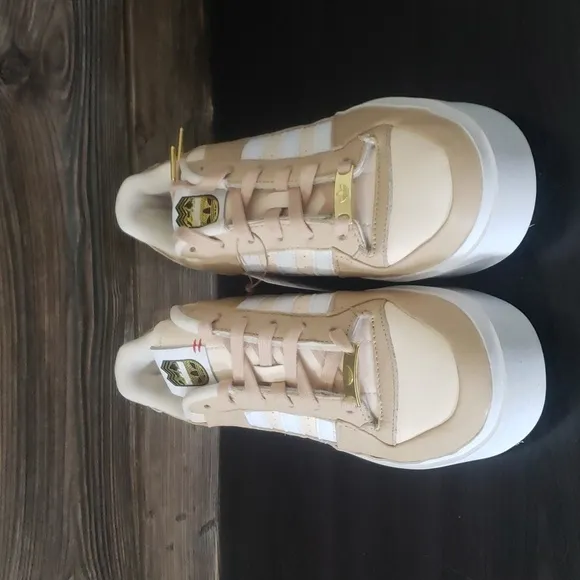New Adidas Forum Bonega Beige Tan White Platform Sneakers