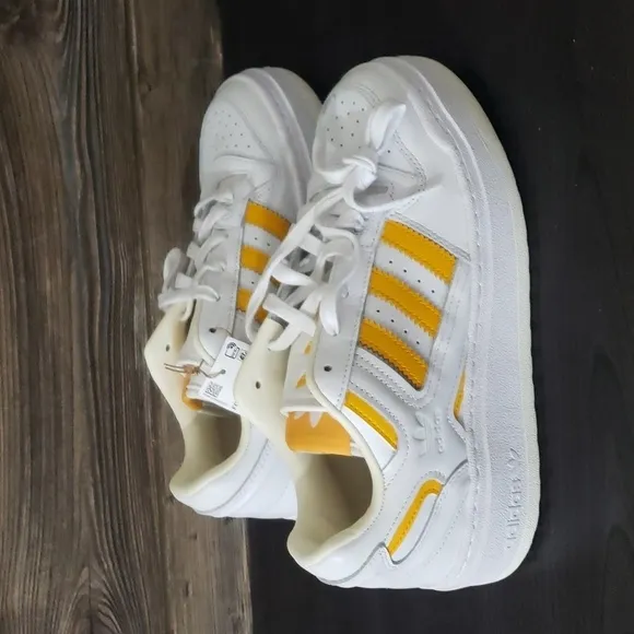New Adidas Forum XLG White Yellow Platform Sneakers