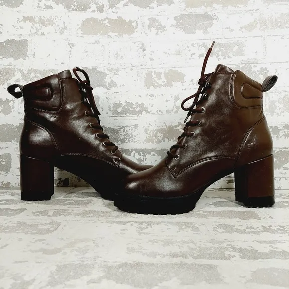 NEW Aerosoles Esen Brown Vegan Leather.Combat Moto Boots i88