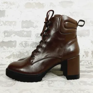 NEW Aerosoles Esen Brown Vegan Leather.Combat Moto Boots i88