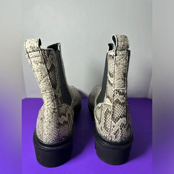 New AllSaints Bea Snake Chelsea Leather Boots Taupe Grey 10