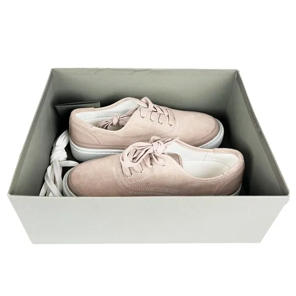 NEW AllSaints Bella Dusty Rose Pink Suede Leather Tie Platform Sneakers Size 9