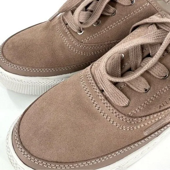 NEW AllSaints Bella Suede Low Top Sneakers Dirty Pink Size 8/38 NEW