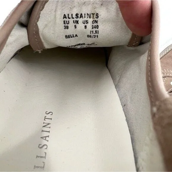NEW AllSaints Bella Suede Low Top Sneakers Dirty Pink Size 8/38 NEW
