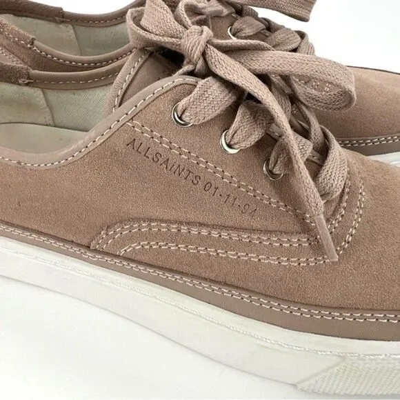 NEW AllSaints Bella Suede Low Top Sneakers Dirty Pink Size 8/38 NEW