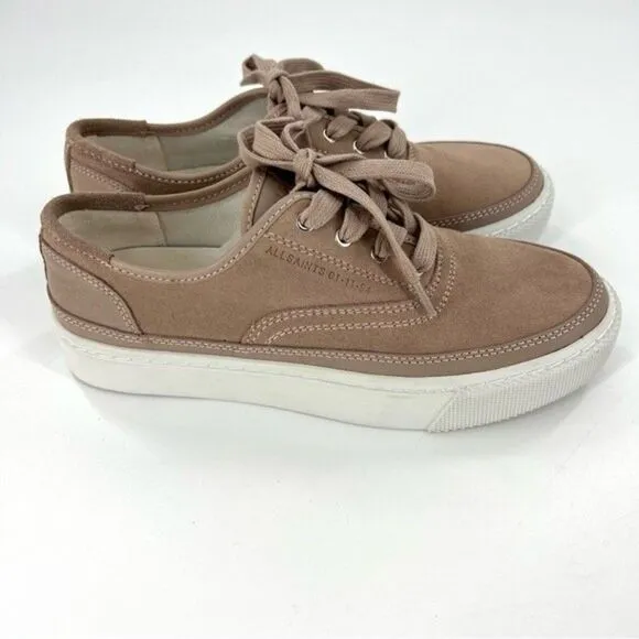 NEW AllSaints Bella Suede Low Top Sneakers Dirty Pink Size 8/38 NEW