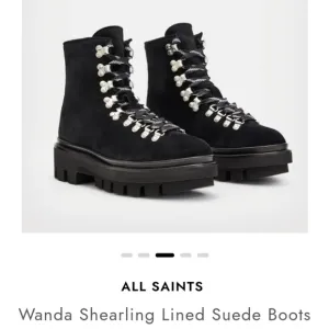 NEW ALLSAINTS Wanda Sherling lug sole lace up leather combat boots sz 40, 10