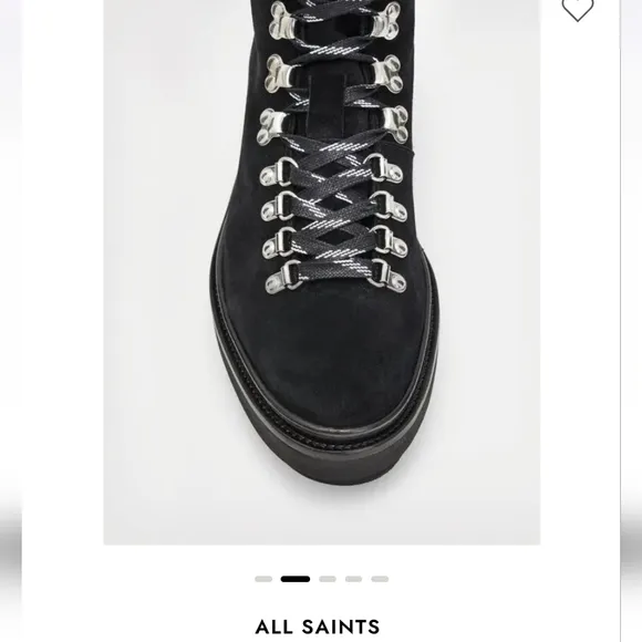 NEW ALLSAINTS Wanda Sherling lug sole lace up leather combat boots sz 40, 10