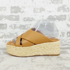 New Andre Assous Calesa Leather Slip-On Flatform Sandals B395