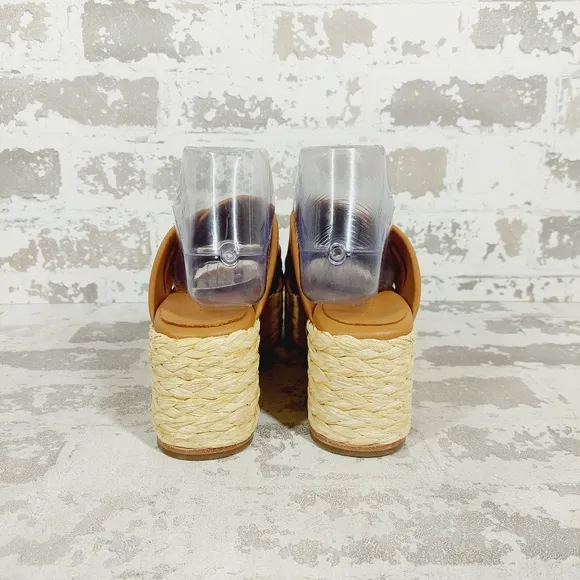New Andre Assous Calesa Leather Slip-On Flatform Sandals B395