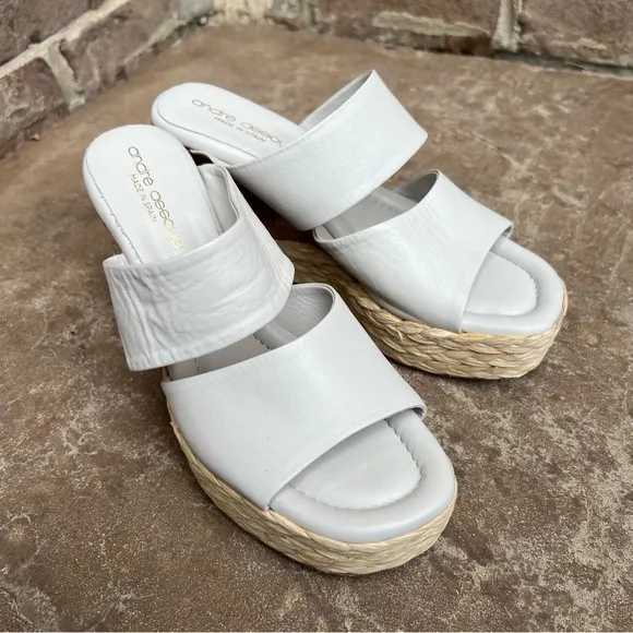 NEW Andree Assous Women's Pilar Slip On Espadrille Platform Sandals Sz 38