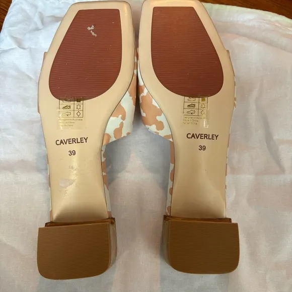 NEW Anthropologie CAVERLEY Murry Mule Slide Sandals in Taupe Cow Print 39