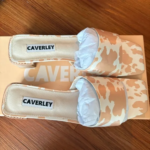 NEW Anthropologie CAVERLEY Murry Mule Slide Sandals in Taupe Cow Print 39