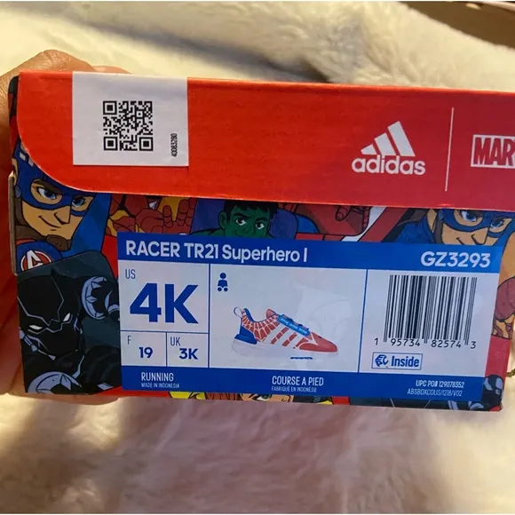 New baby size 4 Adidas x Spiderman racer TR21 superhero adventure sneaker