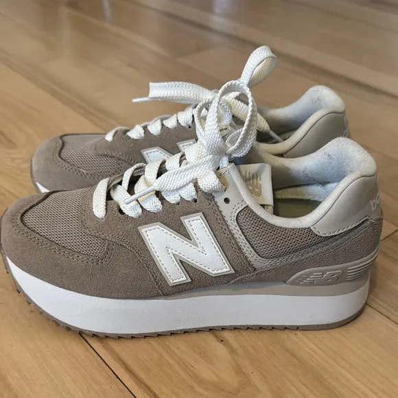 New Balance Beige Platform Sneakers