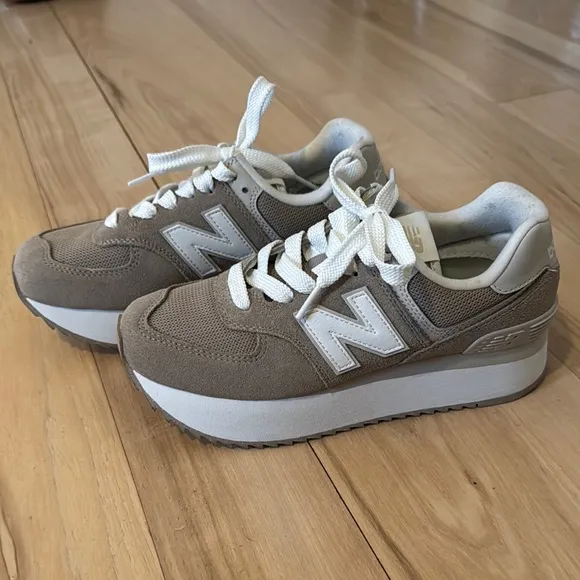 New Balance Beige Platform Sneakers