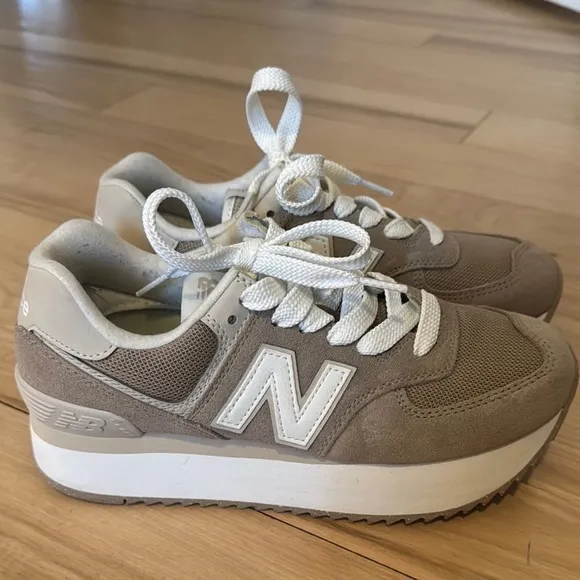 New Balance Beige Platform Sneakers
